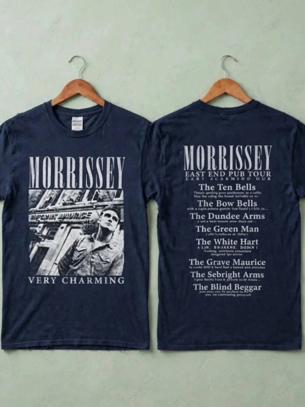 Morrissey Very Charming East End Pub Tour Navy Blue Reprint T-Shirt S-4XL